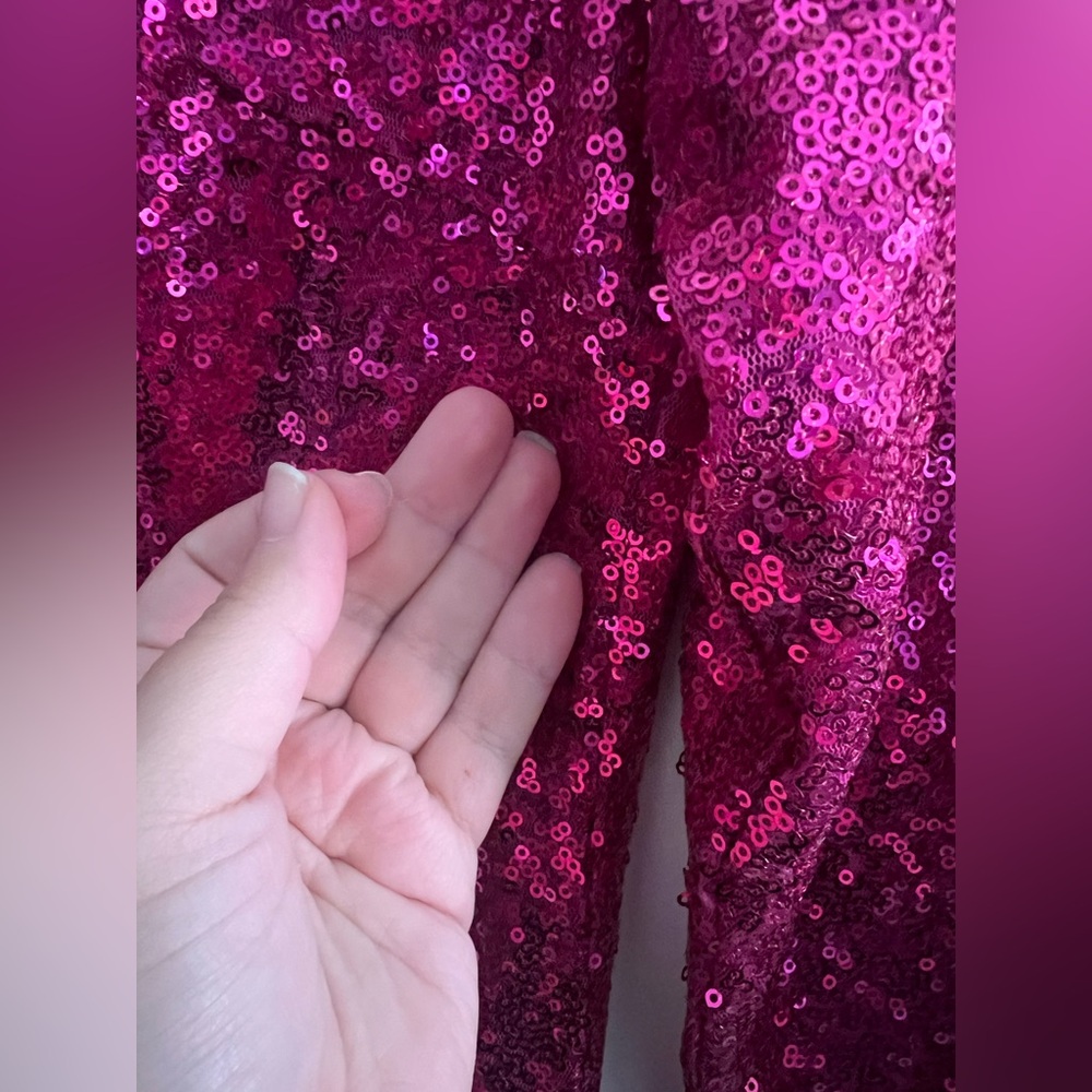 Lulus Hot Pink Sequin Bodycon Midi Dress – Women’s Party / Holiday Dress - Picture 3 of 9